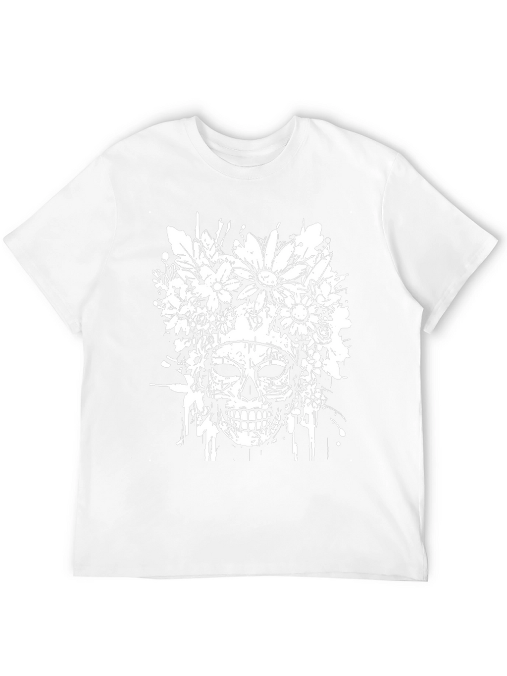 Floral Skull Graphic T-Shirt - Black