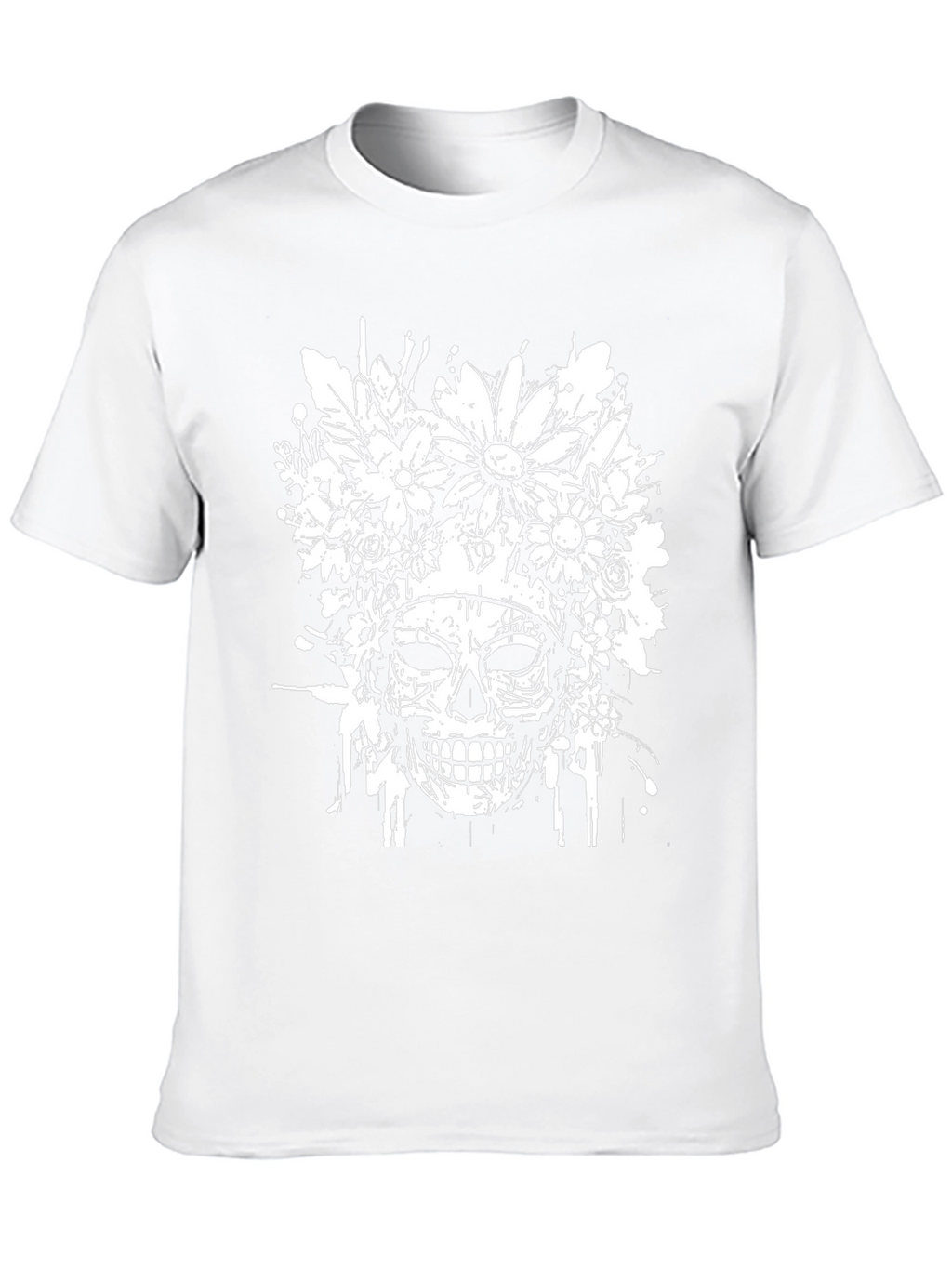 Floral Skull Graphic T-Shirt - Black