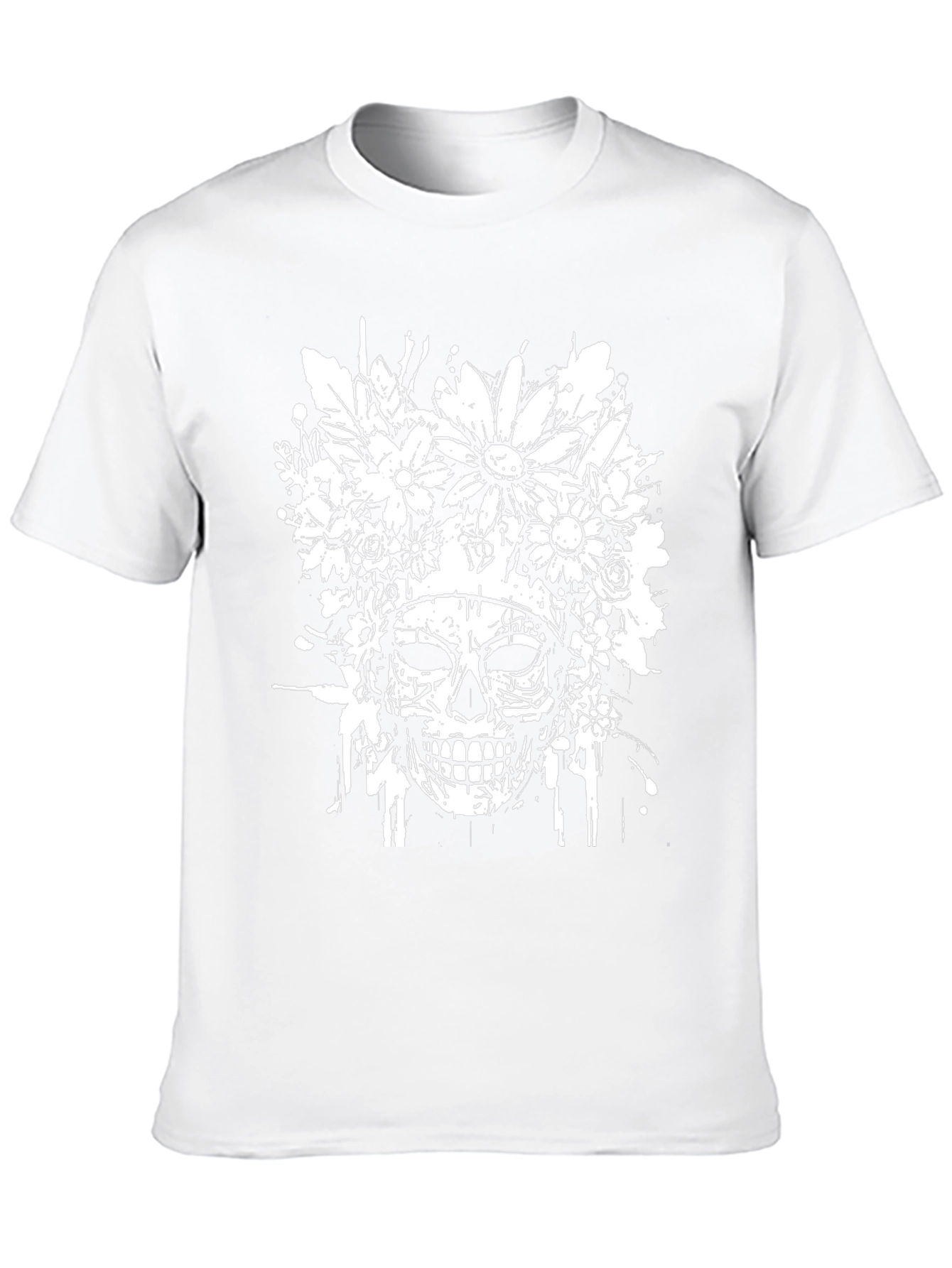 Floral Skull Graphic T-Shirt - Black
