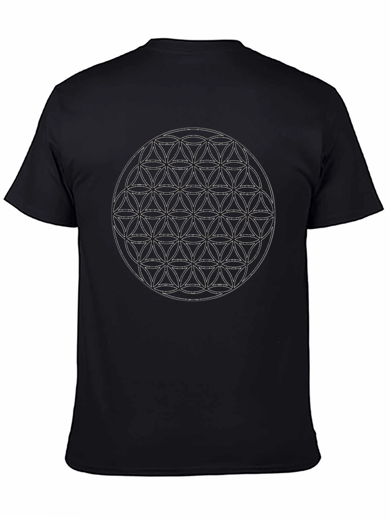 Geometric Circle Design Black T-Shirt