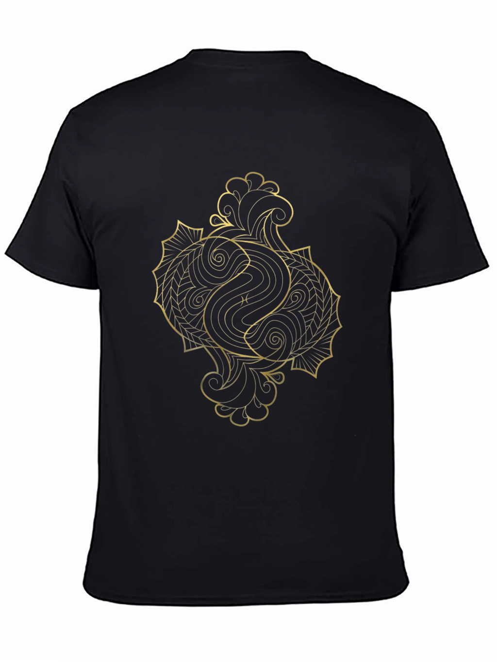 Golden Pisces Graphic Tee - Black Cotton Comfort