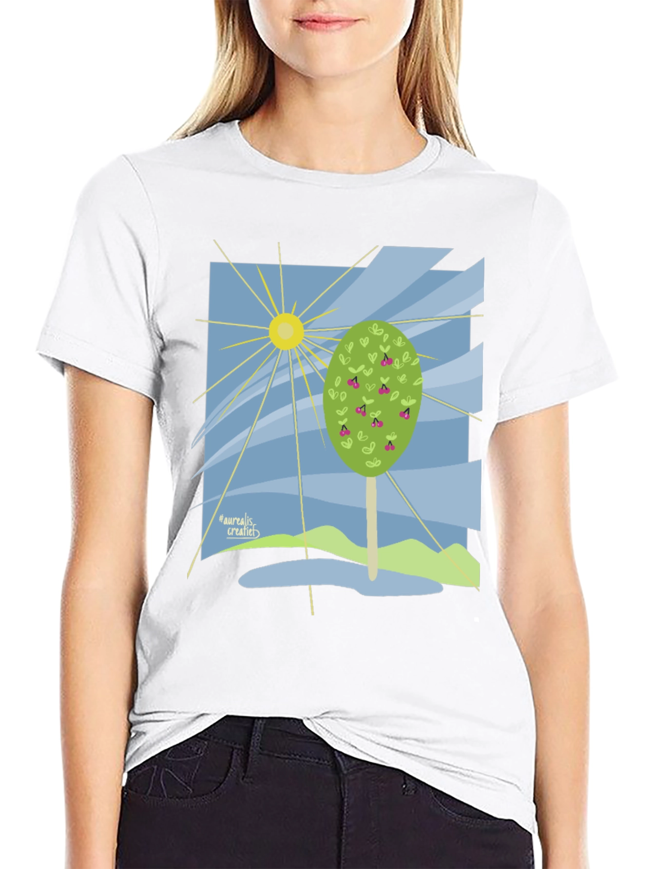 Nature Graphic T-Shirt - Cherry Tree Design