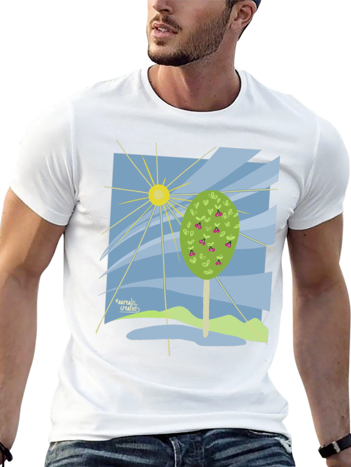 Nature Graphic T-Shirt - Cherry Tree Design