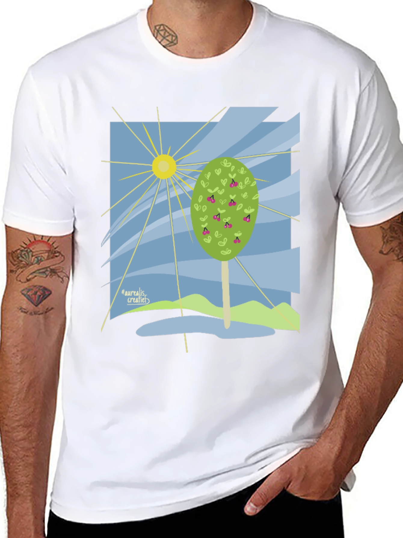 Nature Graphic T-Shirt - Cherry Tree Design