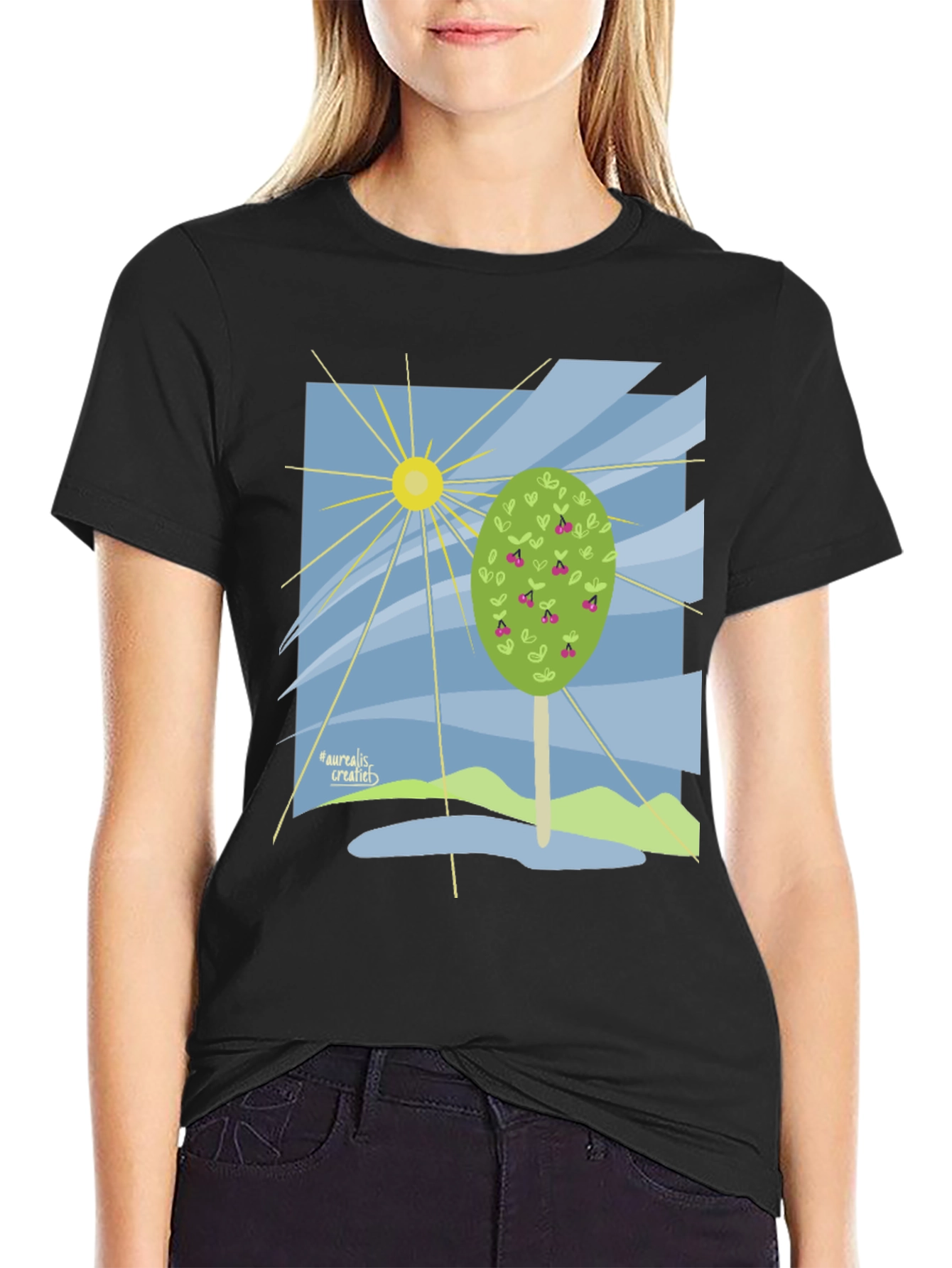 Nature Graphic T-Shirt - Cherry Tree Design