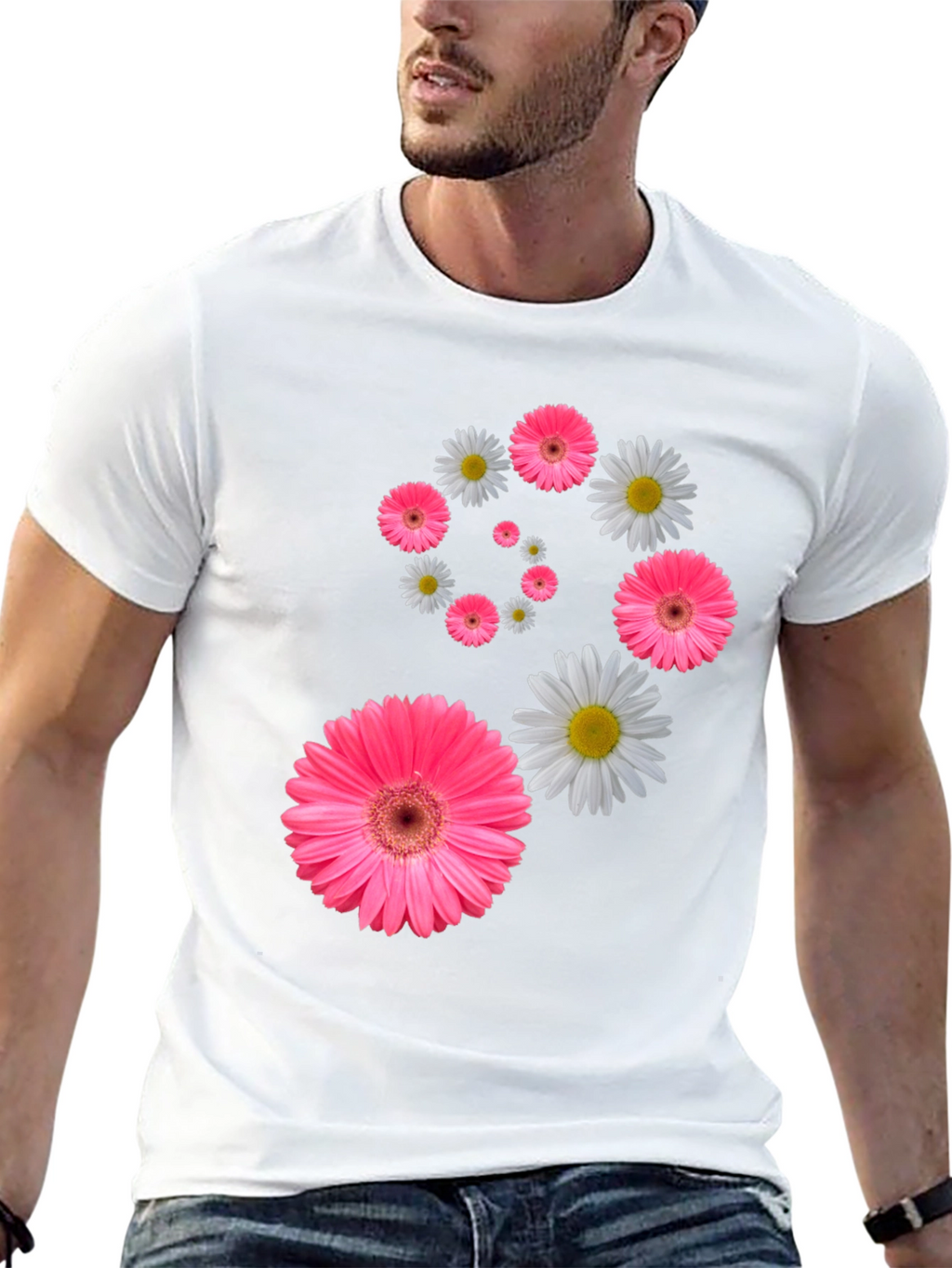 Floral Swirl T-Shirt - Pink Daisy Design