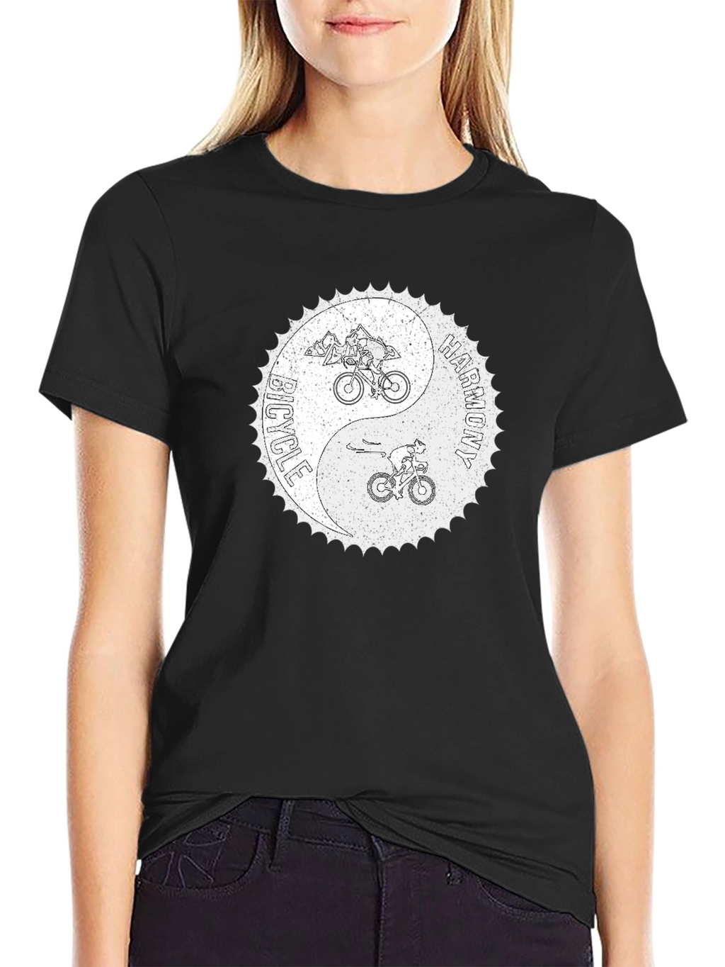 Bicycle Harmony Yin Yang Graphic Tee - Black
