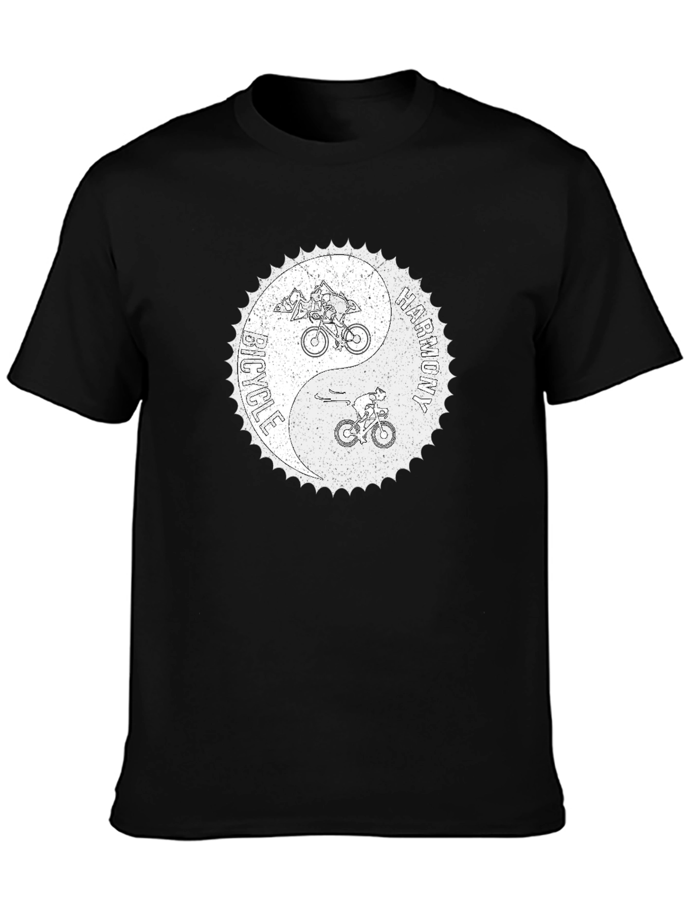 Bicycle Harmony Yin Yang Graphic Tee - Black