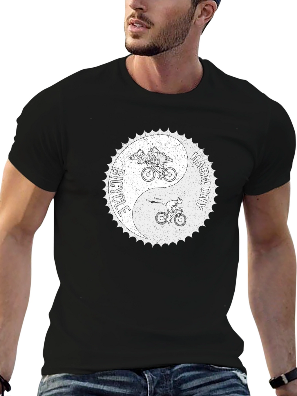 Bicycle Harmony Yin Yang Graphic Tee - Black