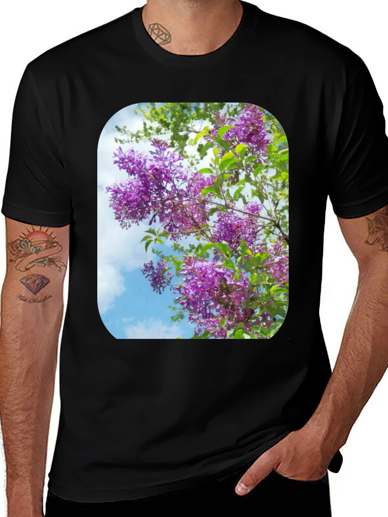 Floral Print Black T-Shirt - Stylish Casual Wear