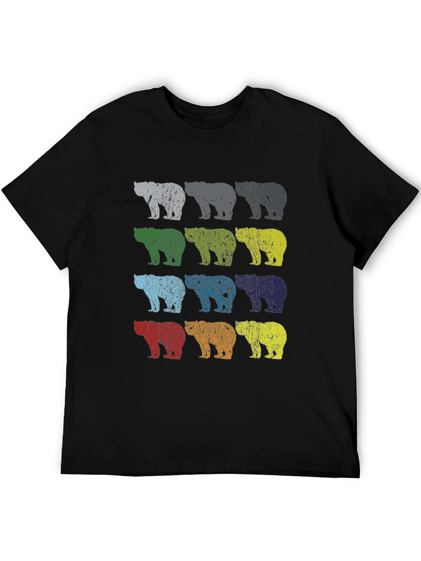 Retro Bear Print Tee - Colorful Bear Graphic T-Shirt