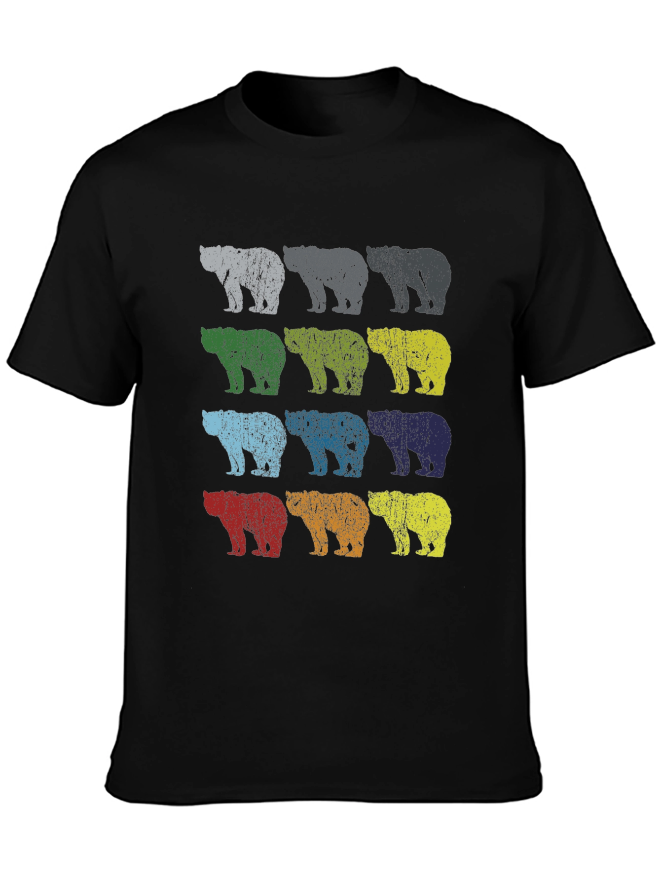 Retro Bear Print Tee - Colorful Bear Graphic T-Shirt