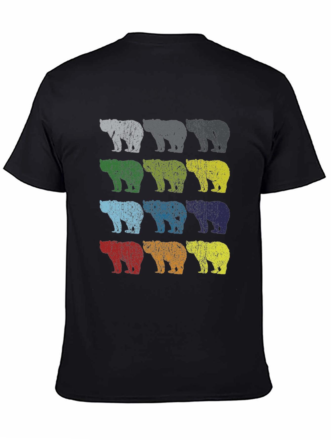 Retro Bear Print Tee - Colorful Bear Graphic T-Shirt
