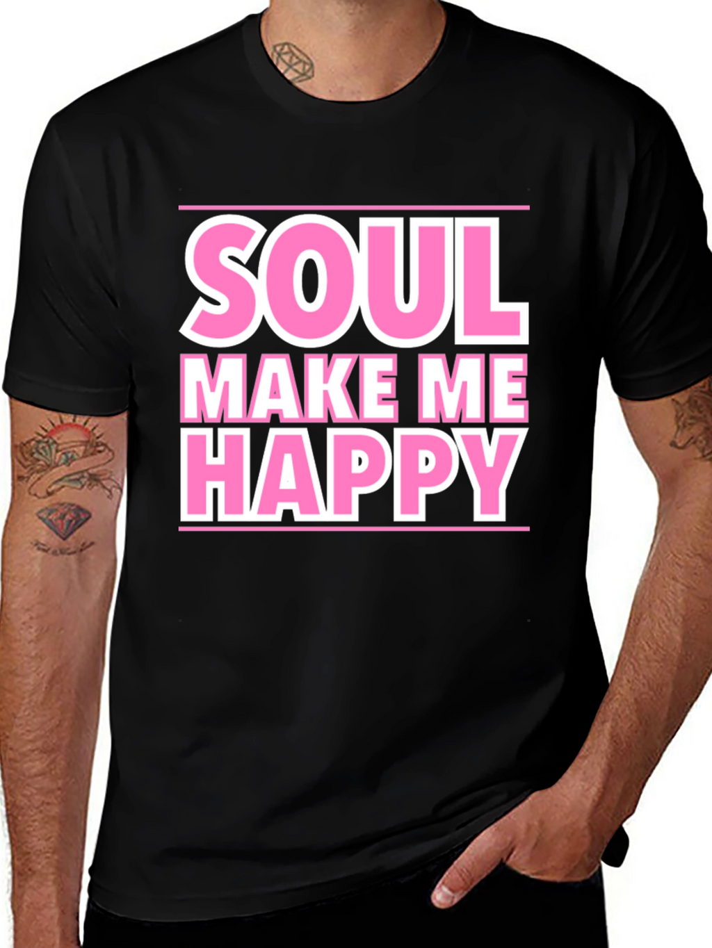Soul Make Me Happy Graphic Tee - Black