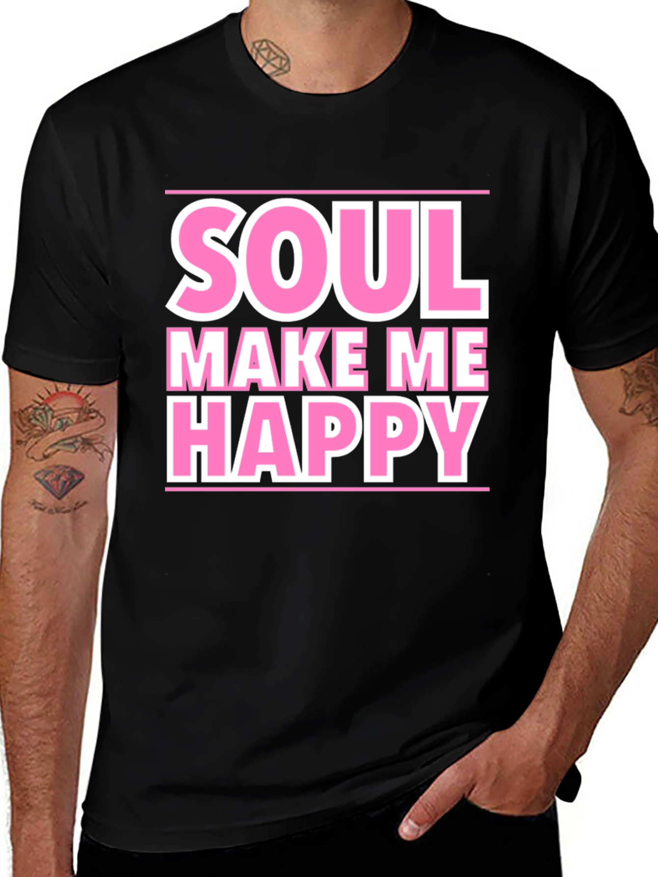Soul Make Me Happy Graphic Tee - Black