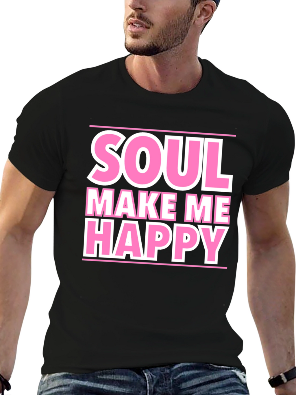 Soul Make Me Happy Graphic Tee - Black