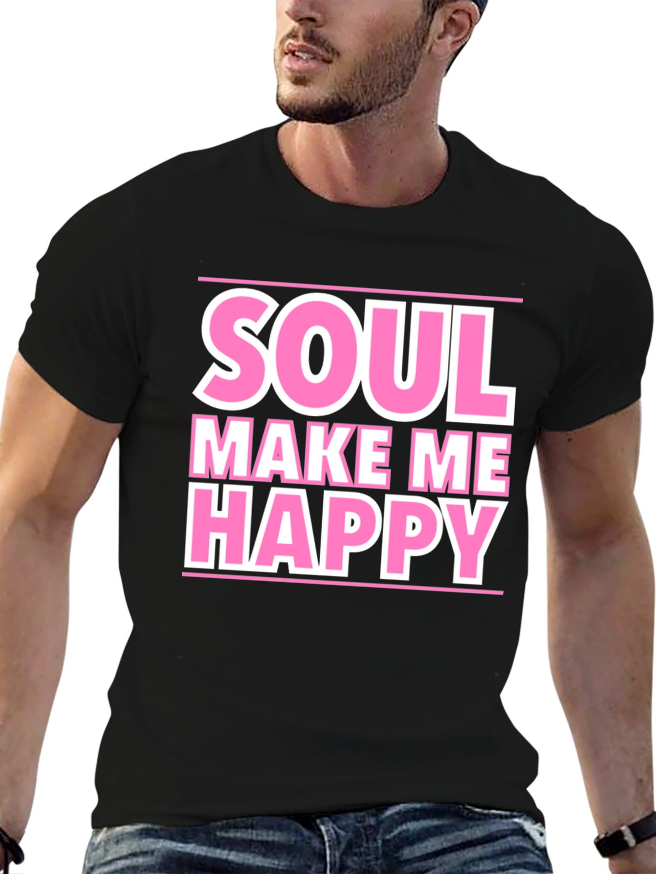 Soul Make Me Happy Graphic Tee - Black