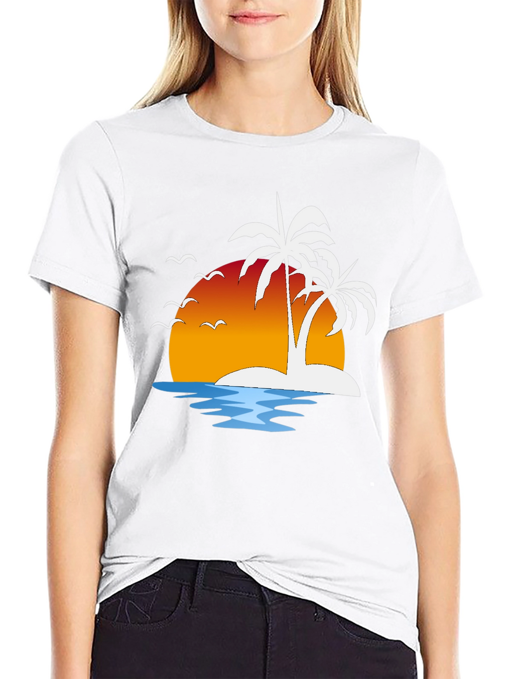 Tropical Sunset Palm Tree Graphic Tee