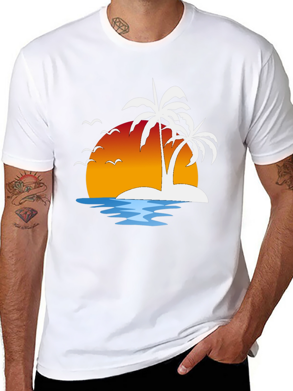 Tropical Sunset Palm Tree Graphic Tee