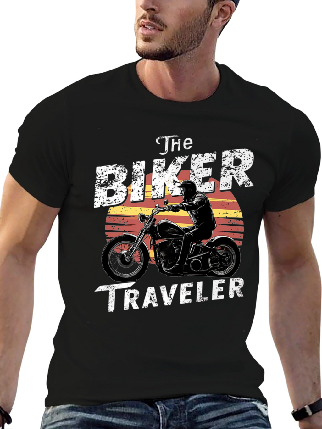 The Biker Traveler T-Shirt - Motorcycle Design