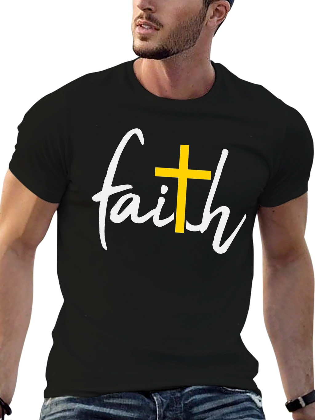 Faith Cross Graphic Black T-Shirt