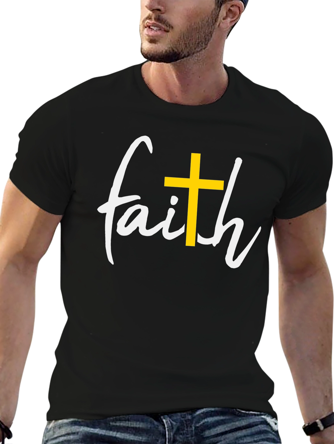 Faith Cross Graphic Black T-Shirt