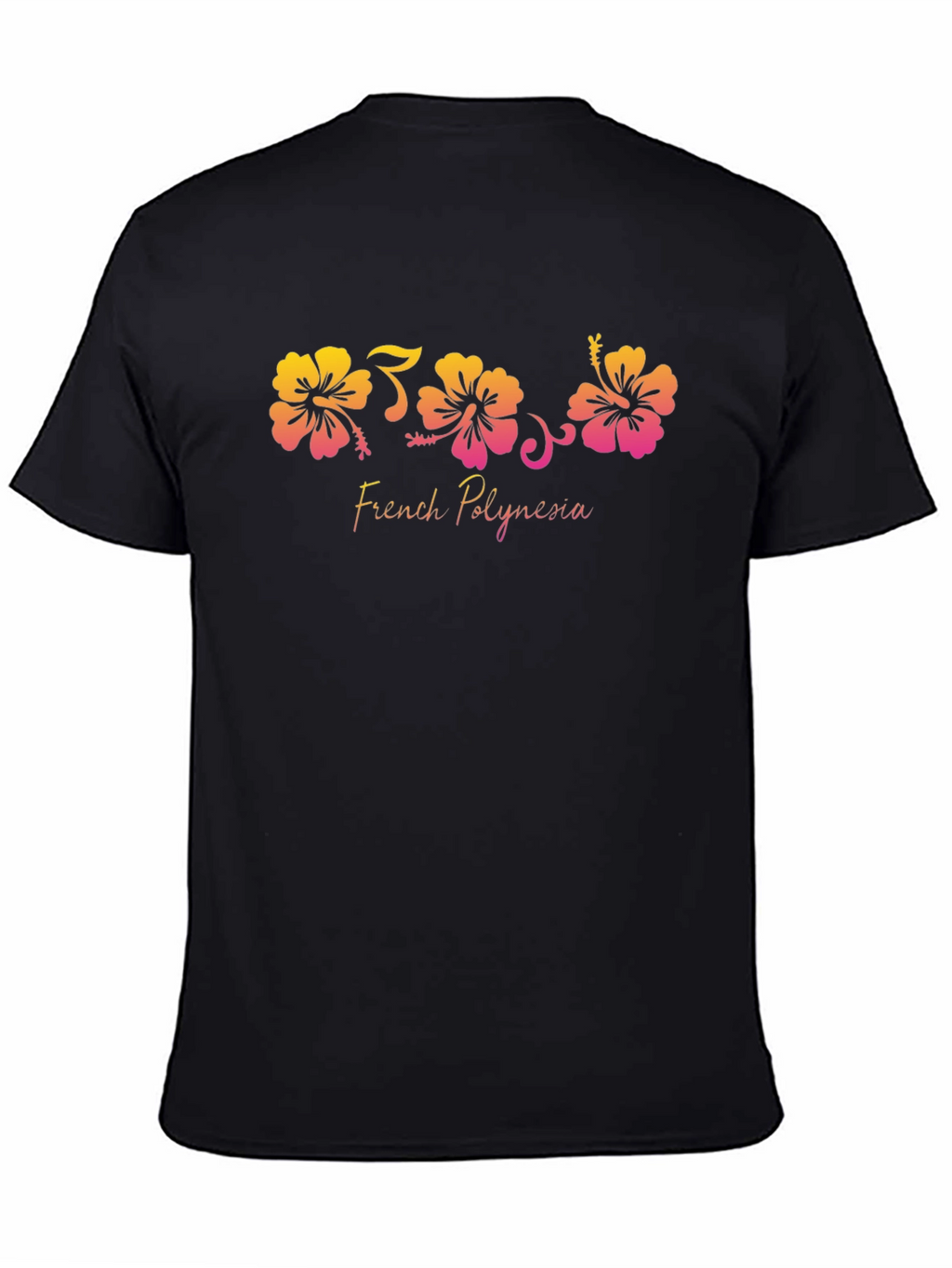 French Polynesia Hibiscus Black T-Shirt