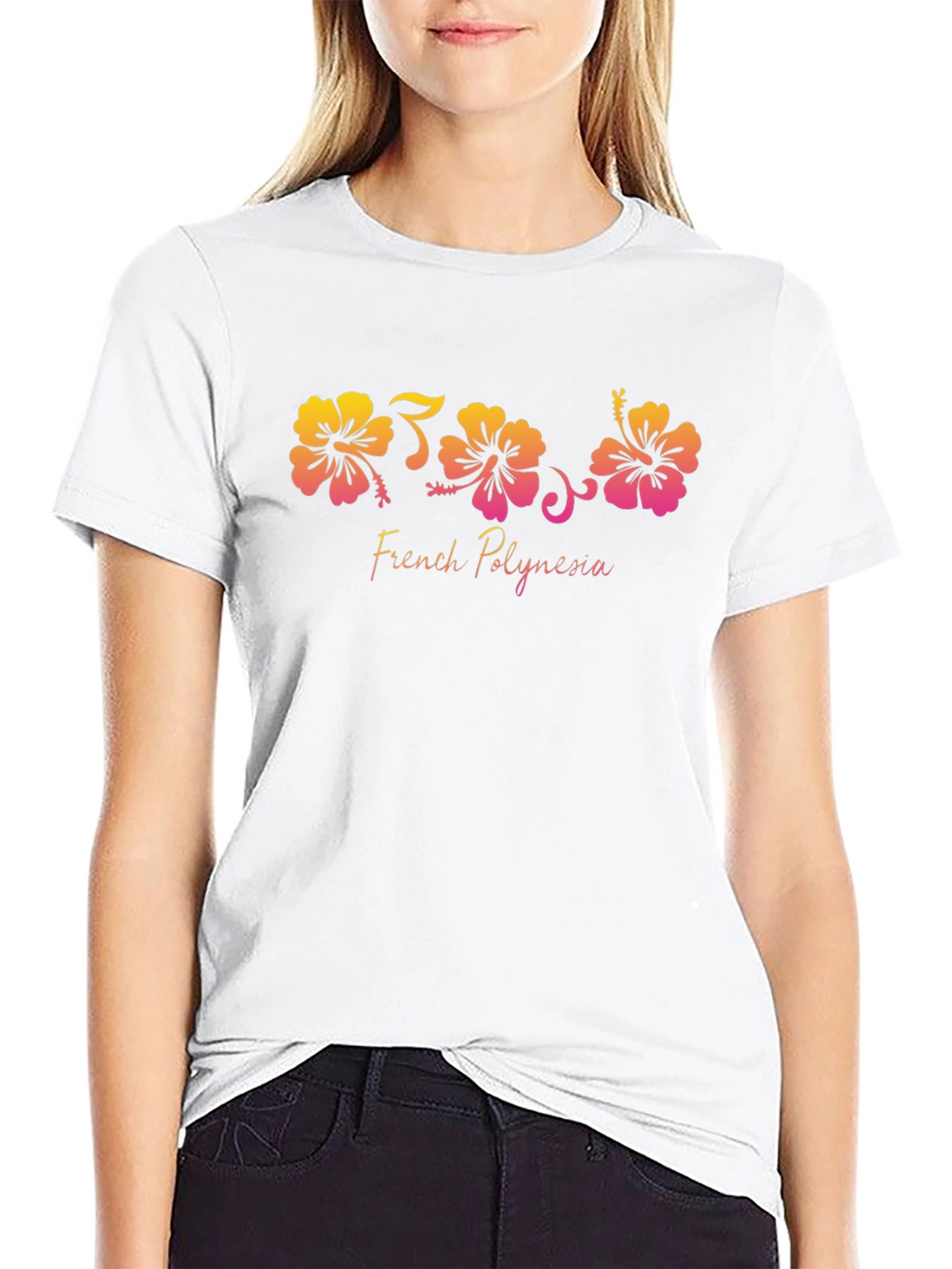 French Polynesia Hibiscus Black T-Shirt
