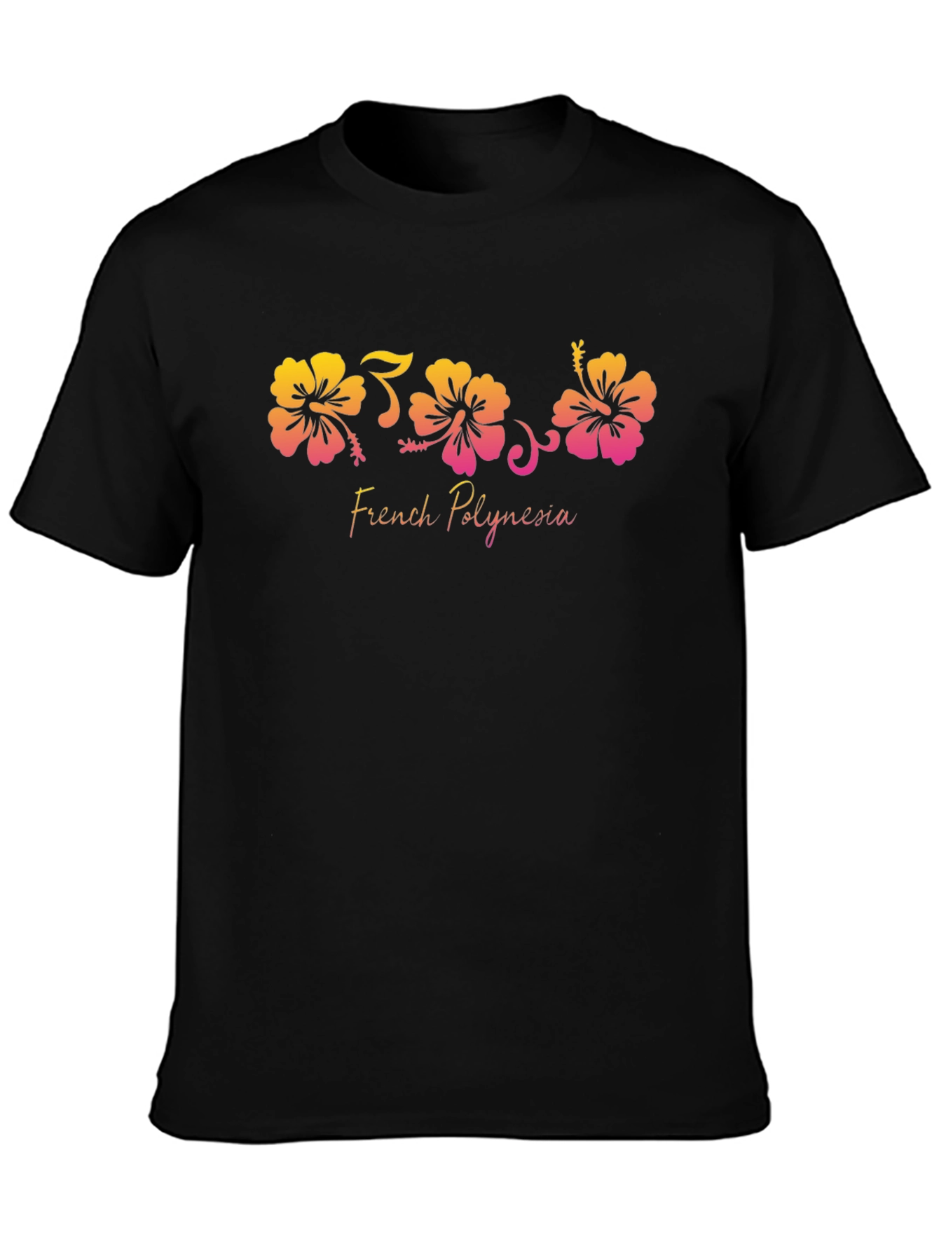 French Polynesia Hibiscus Black T-Shirt