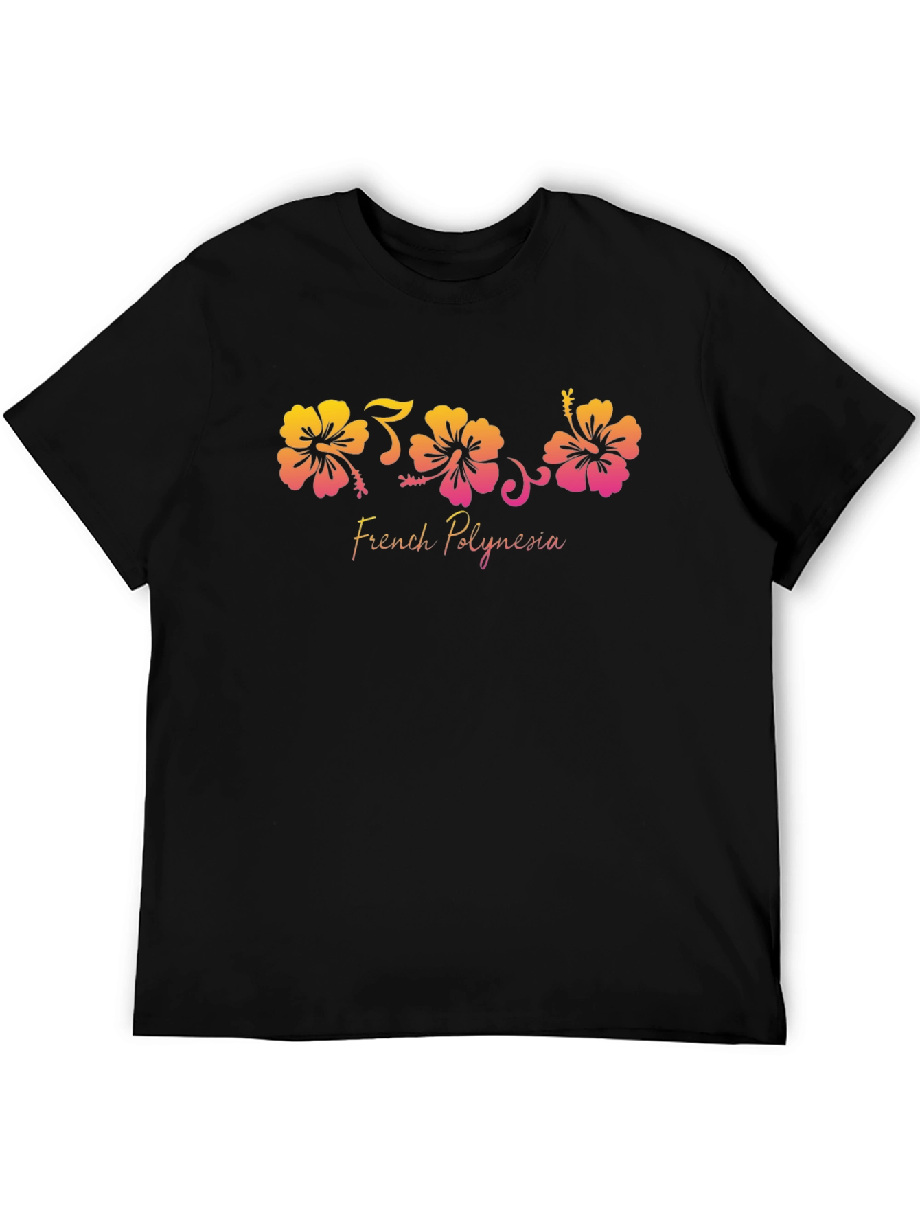 French Polynesia Hibiscus Black T-Shirt