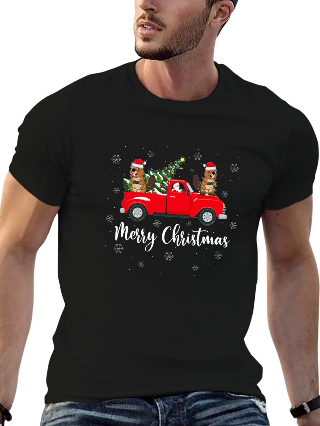 Merry Christmas Beaver Truck T-Shirt