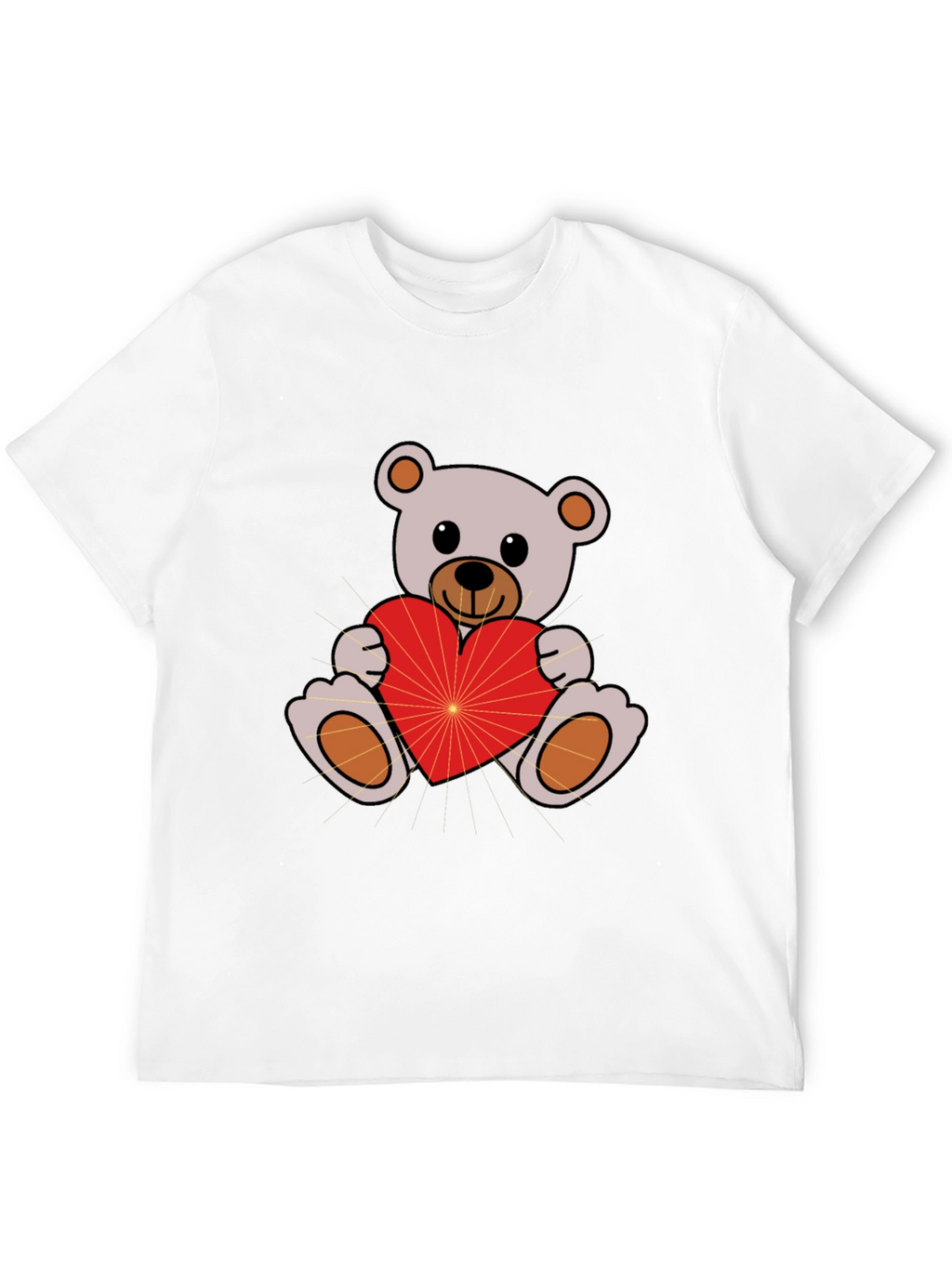 Cute Teddy Bear Holding Heart Black T-Shirt