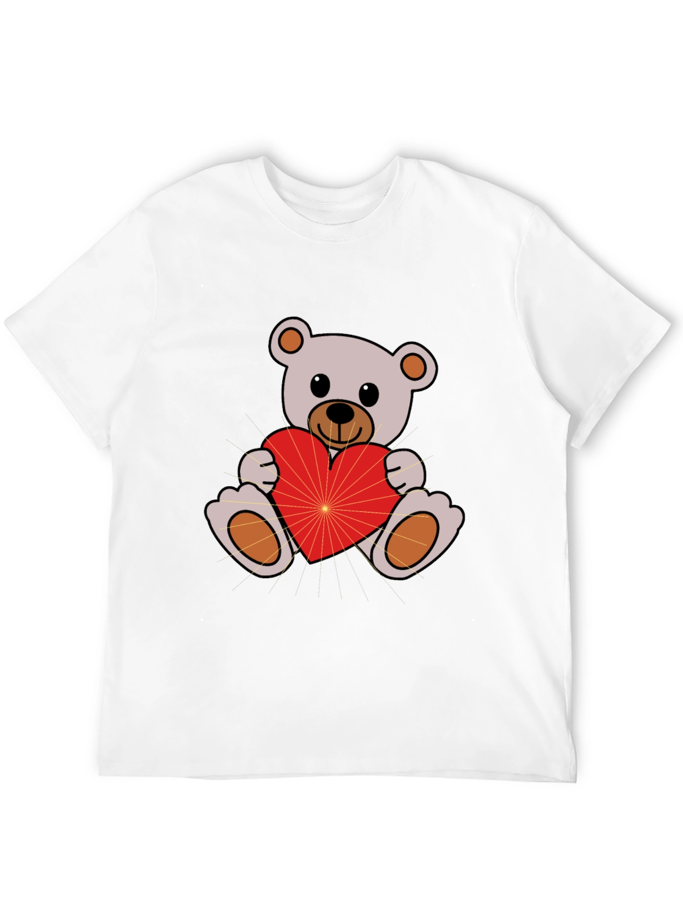 Cute Teddy Bear Holding Heart Black T-Shirt