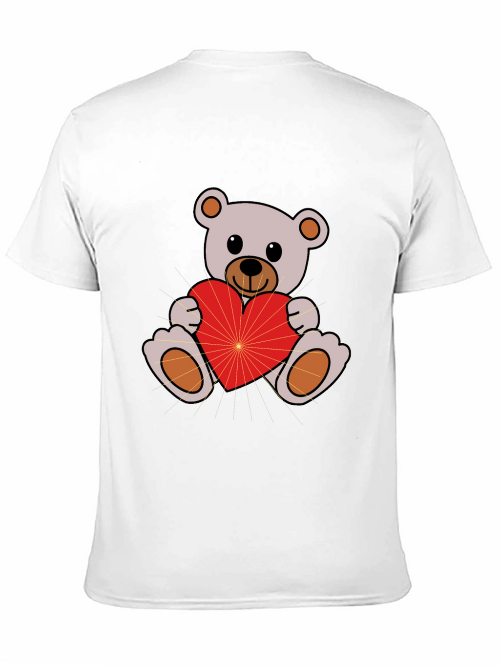Cute Teddy Bear Holding Heart Black T-Shirt