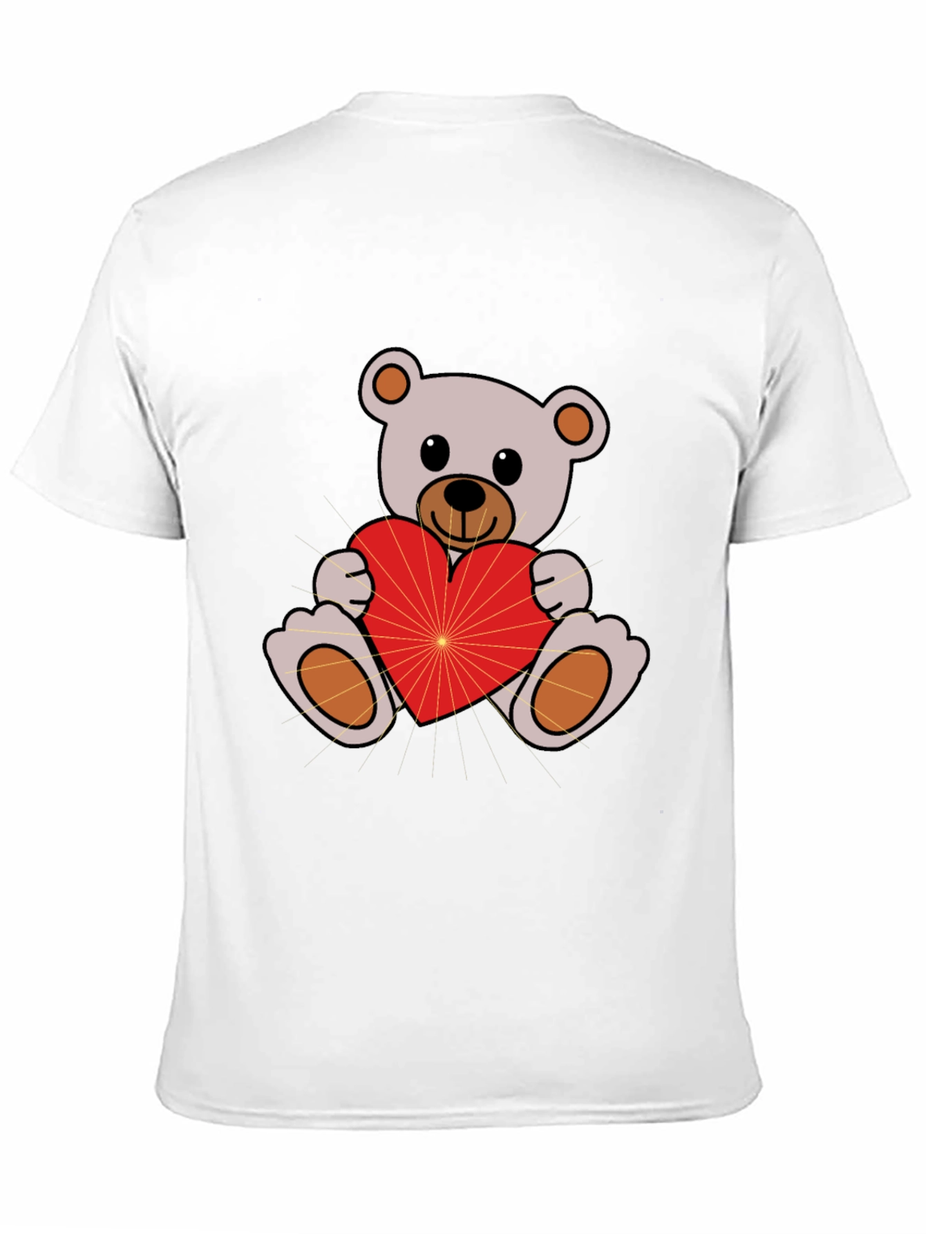 Cute Teddy Bear Holding Heart Black T-Shirt