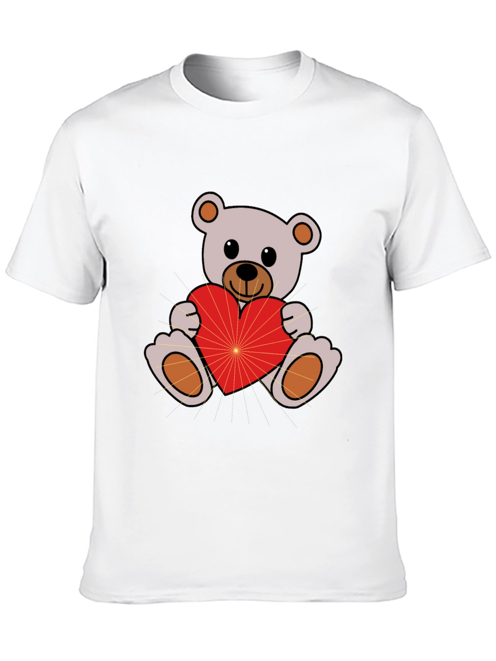 Cute Teddy Bear Holding Heart Black T-Shirt