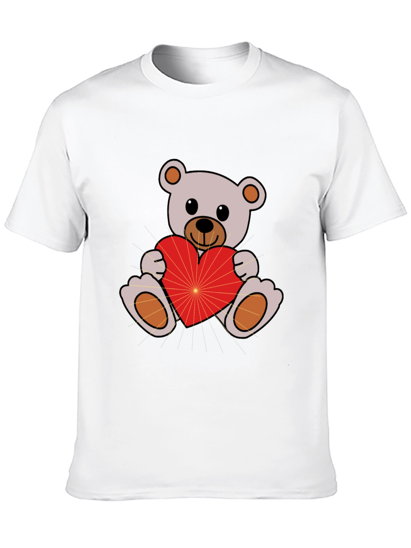 Cute Teddy Bear Holding Heart Black T-Shirt