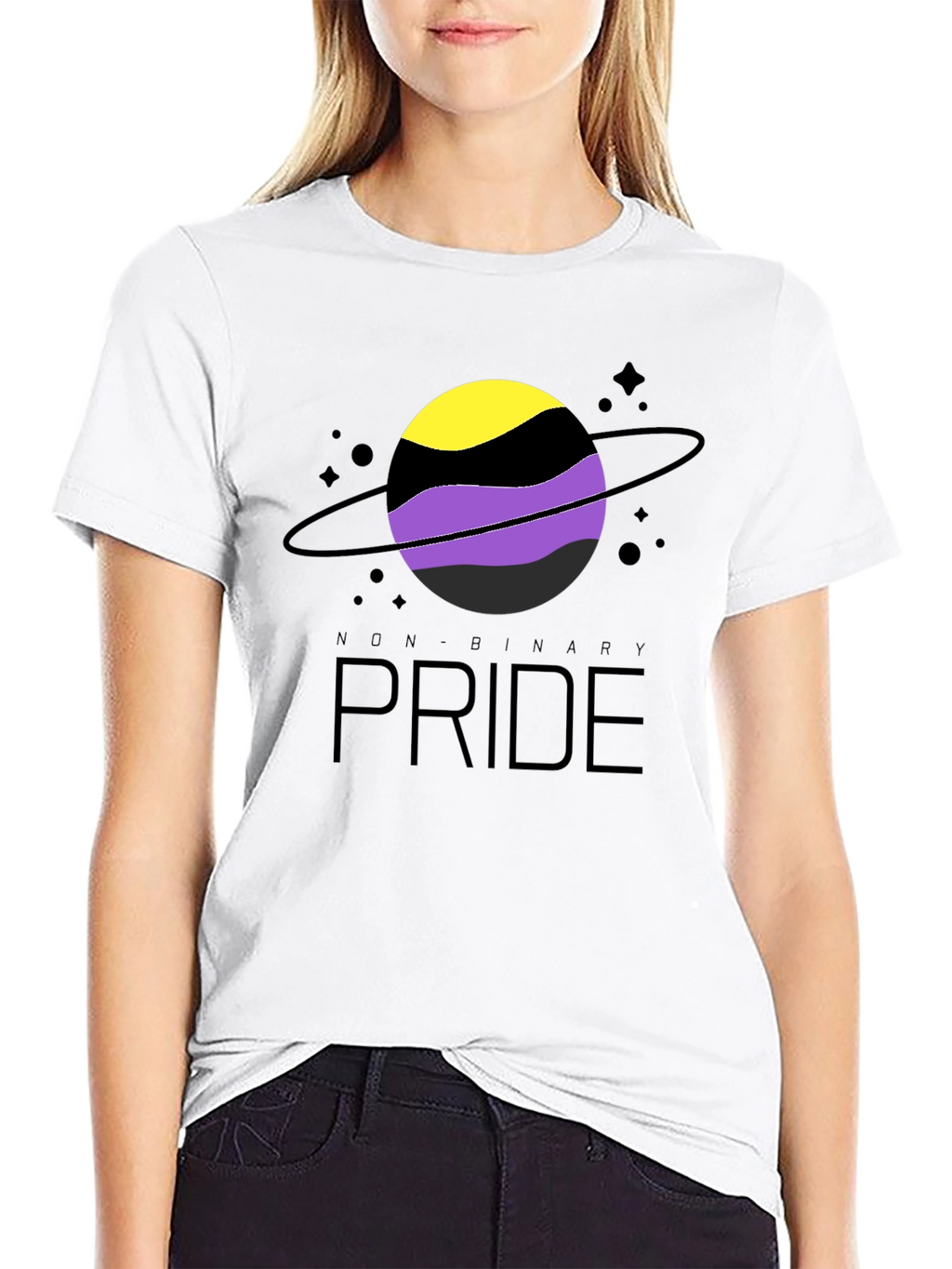 Non-Binary Pride T-Shirt: Saturn Design