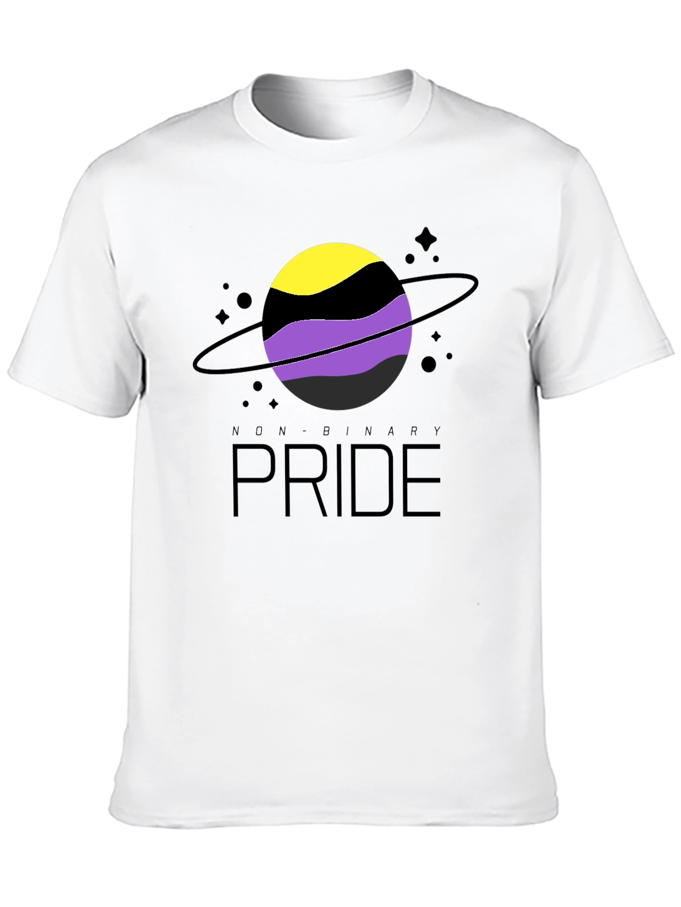 Non-Binary Pride T-Shirt: Saturn Design