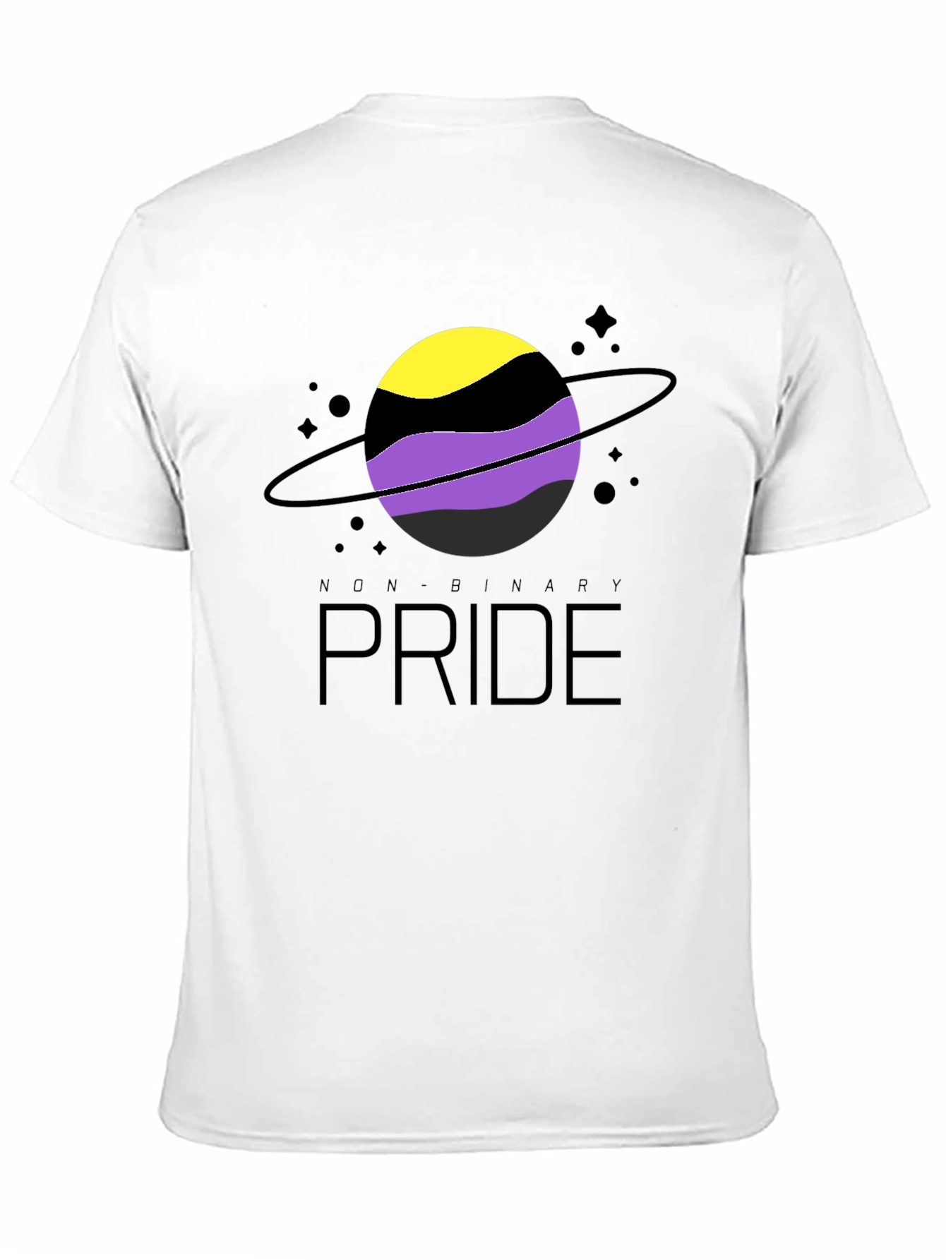 Non-Binary Pride T-Shirt: Saturn Design