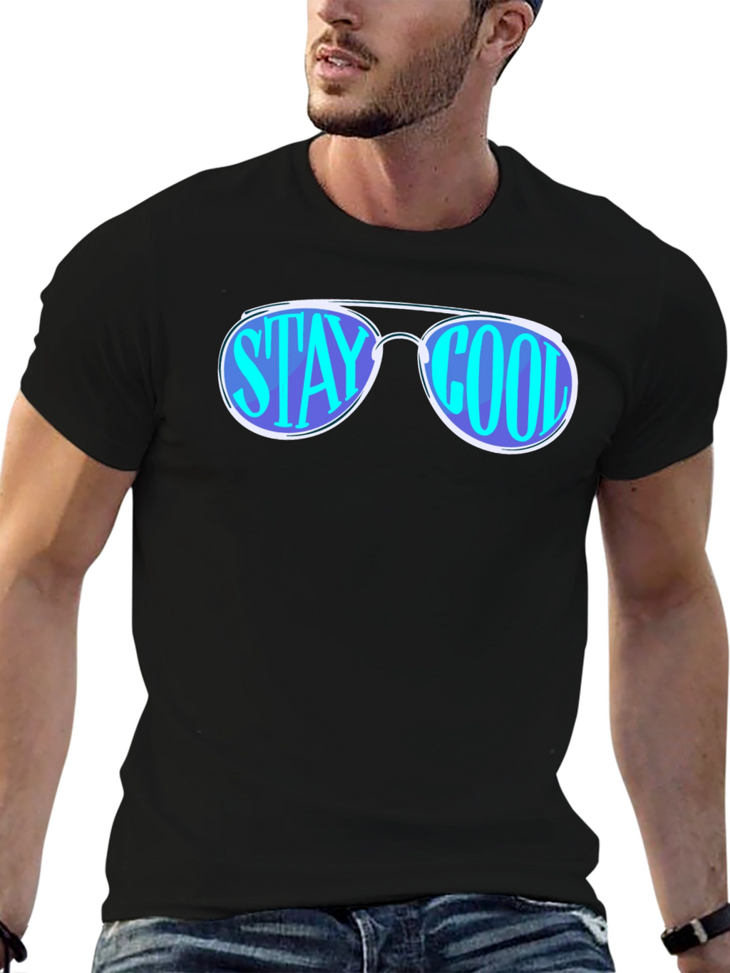Stay Cool Sunglasses Graphic Tee - Black