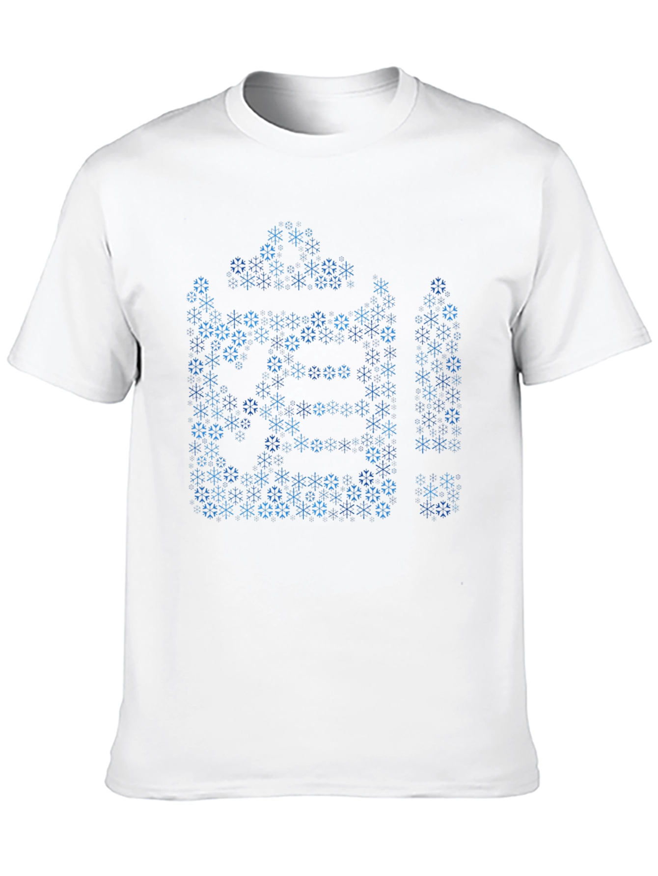 Geometric Snowflake Pattern Black T-Shirt