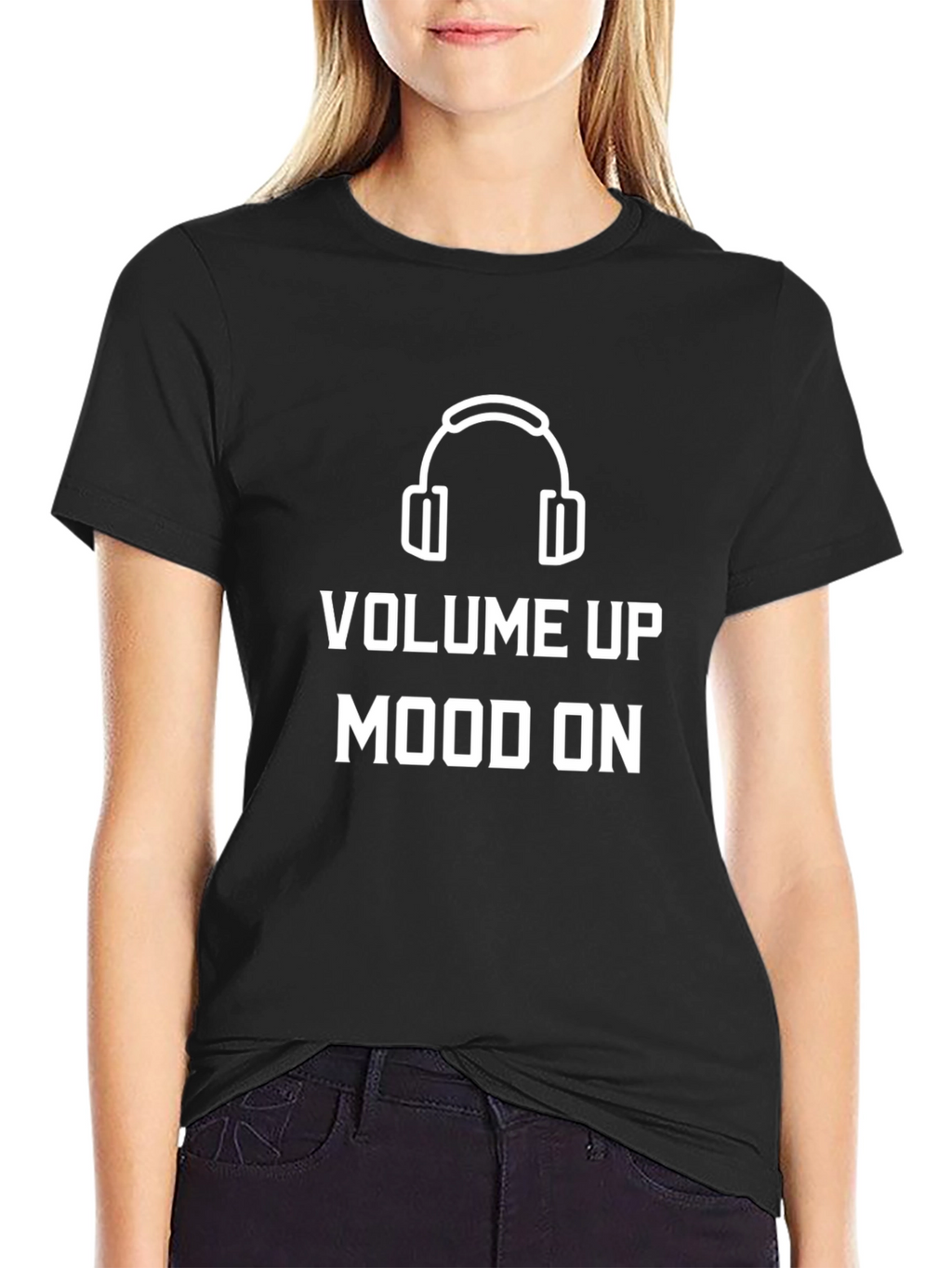 Volume Up Mood On Graphic Tee - Black