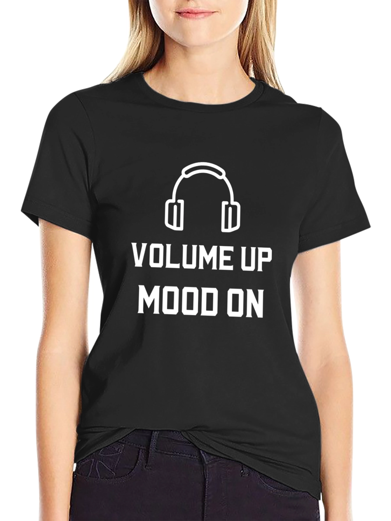 Volume Up Mood On Graphic Tee - Black