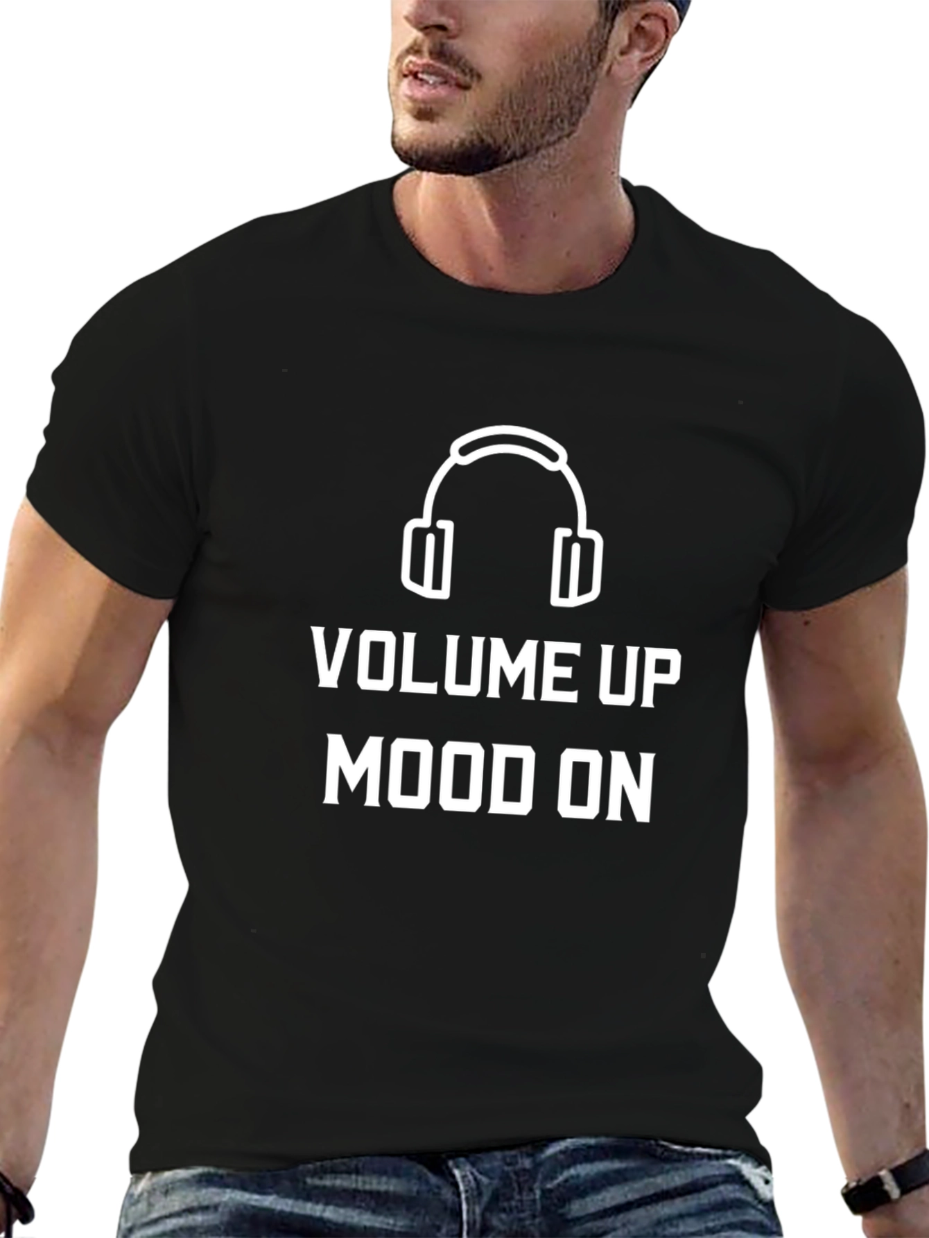 Volume Up Mood On Graphic Tee - Black