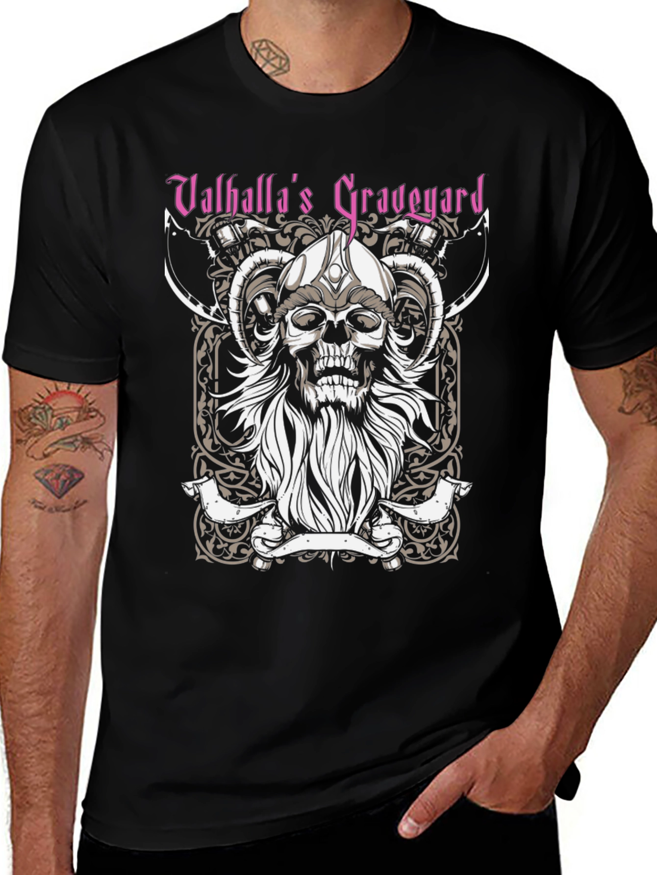 Valhallas Graveyard Viking Skull T-Shirt