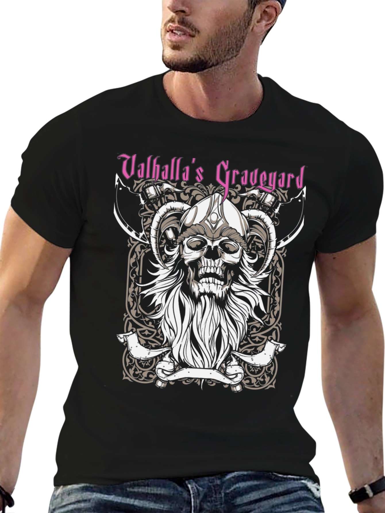 Valhallas Graveyard Viking Skull T-Shirt