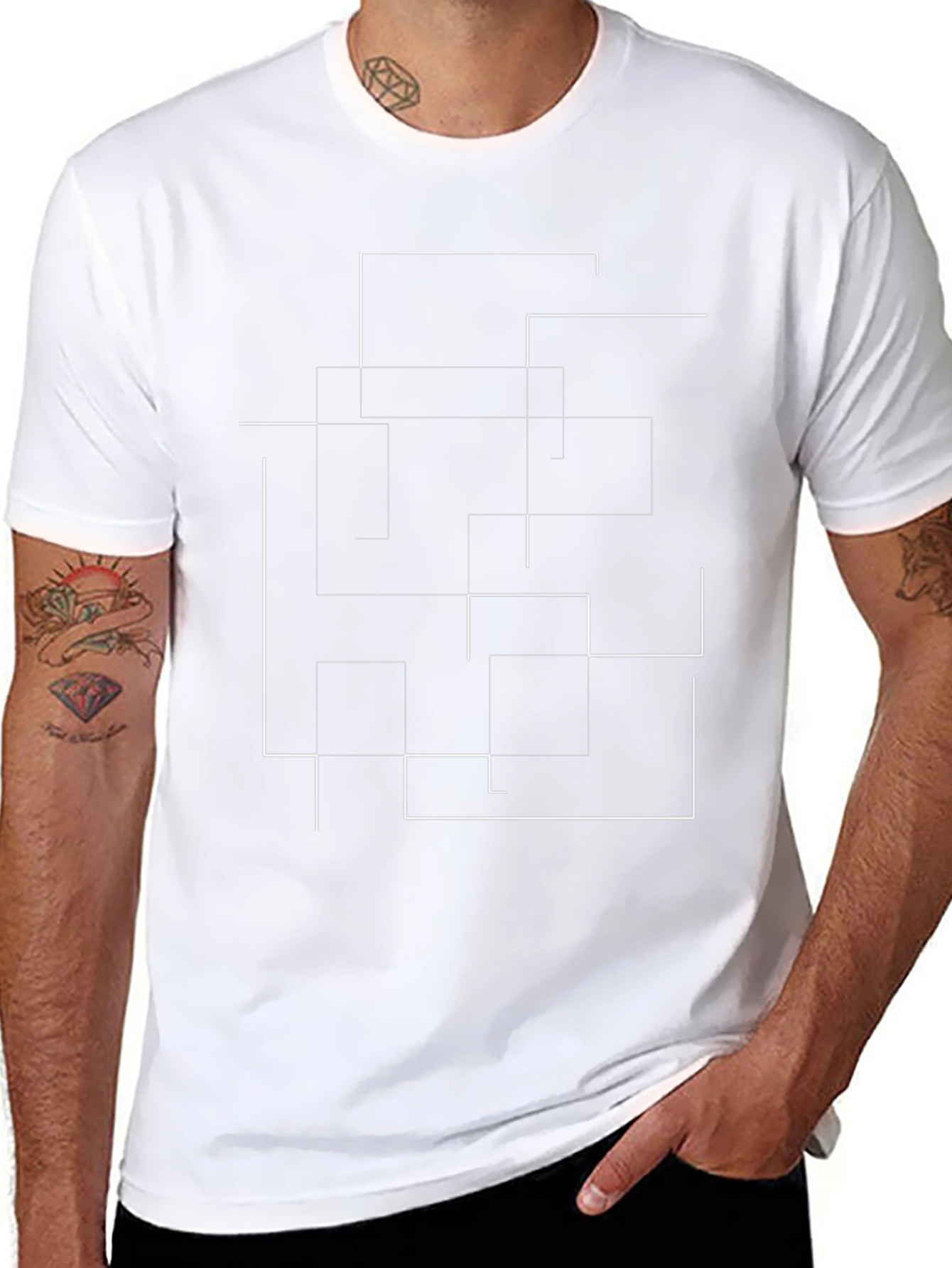 Abstract Lines Graphic Print Black T-Shirt