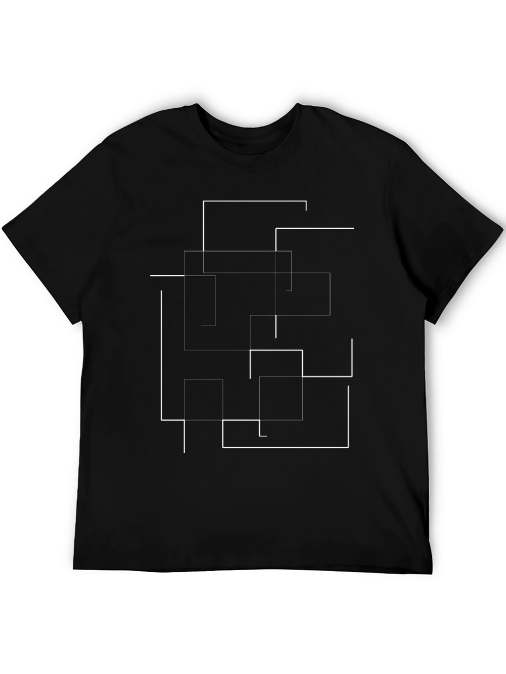 Abstract Lines Graphic Print Black T-Shirt