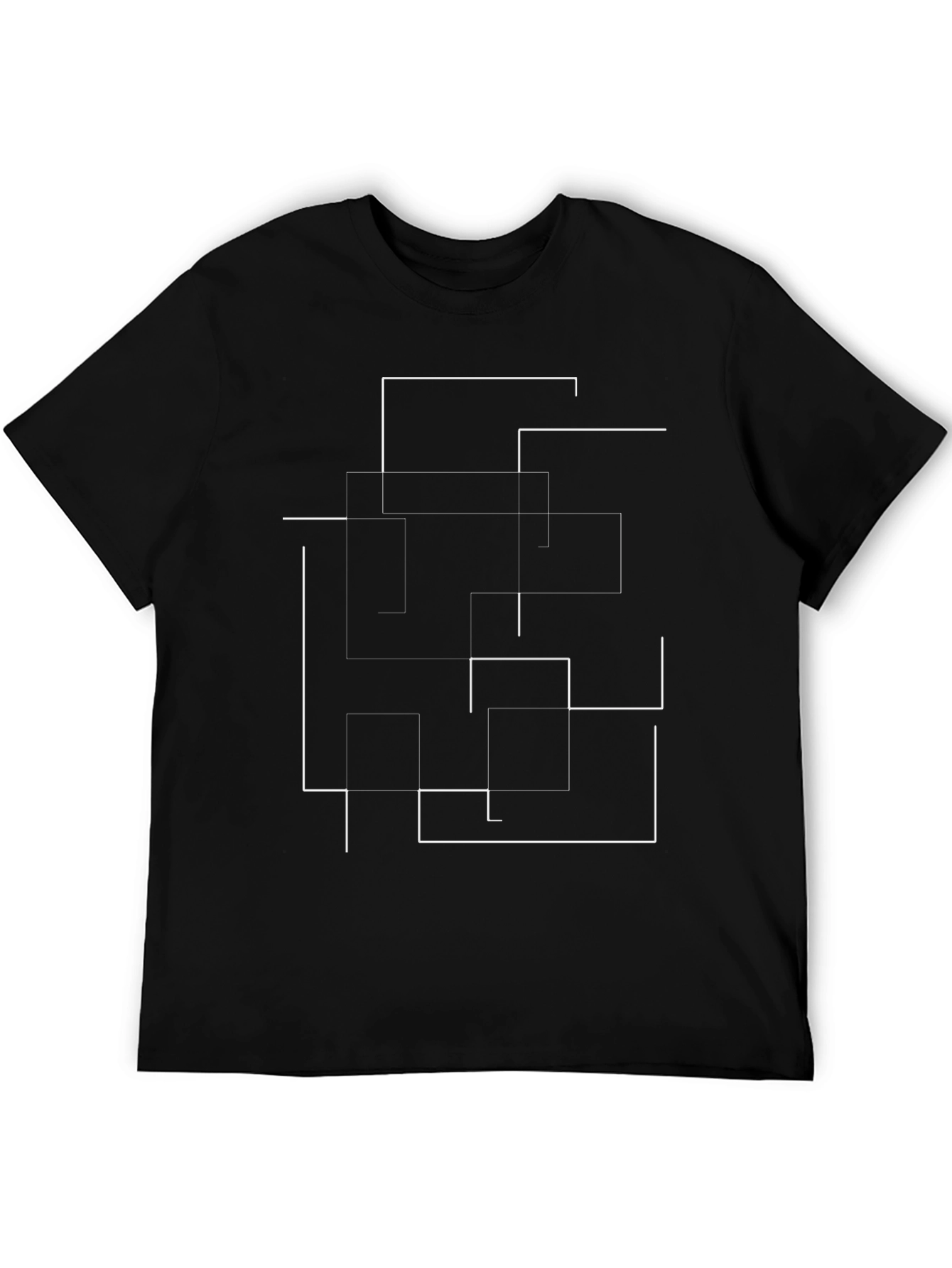 Abstract Lines Graphic Print Black T-Shirt